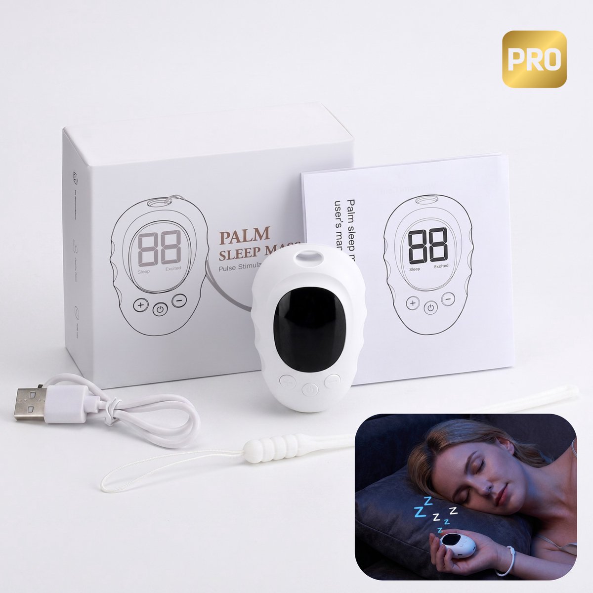 Goodli Slaaptrainer Handpalm PRO - Ademhalingstrainer - Slaaphulpmiddel voor Kinderen en Volwassenen - Beter Slapen - Ademhalingsoefeningen - 18 Standen - Neurorelax Apparaat - NerveRelax