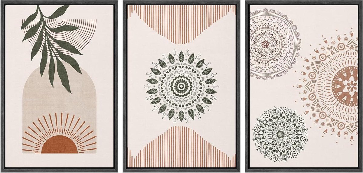 Canvas Muurkunst Set - Abstracte Decoratie - Woonkamer Decoreren - Drie Delige Set - 3x 16x24 Inch - Abstract Kleuren