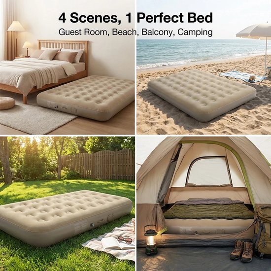 Novari - Luchtbed - Luchtbed met ingebouwde pomp - Slaapmat - Luchtmatras - Comfortabele slaapervaring - 200x150x25cm - Compact van Merkloos — afbeelding 2