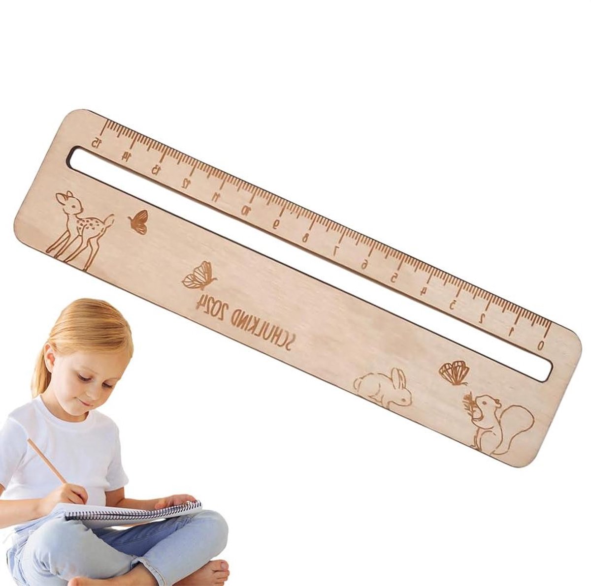 Leesstrips - Leesliniaal - Leesondersteuning - Duurzaam hout - 173 cm - Houtkleur