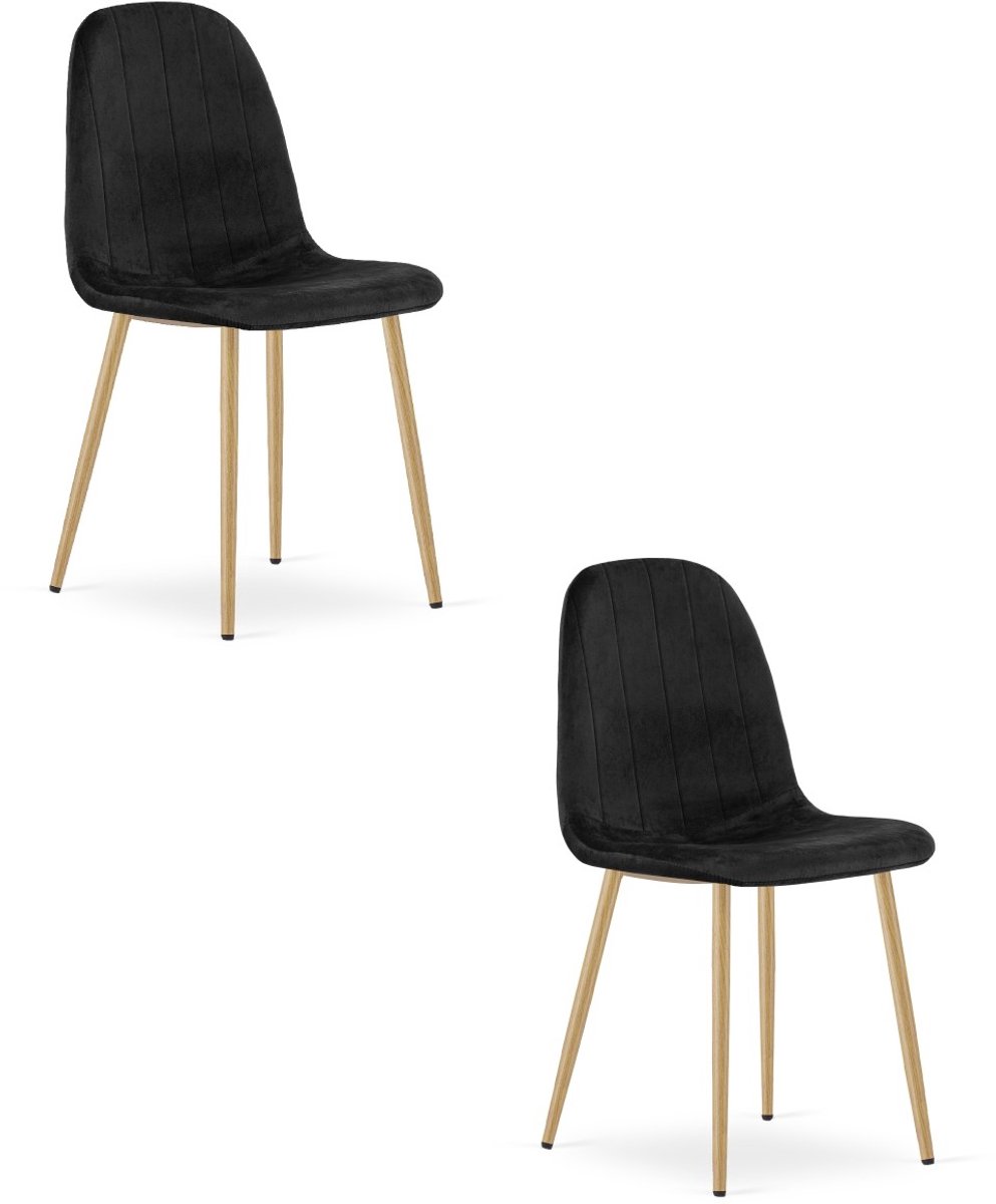 Set van 2 eetkamerstoelen PADVA – Fluweel zwart – Eiken poten – Modern design