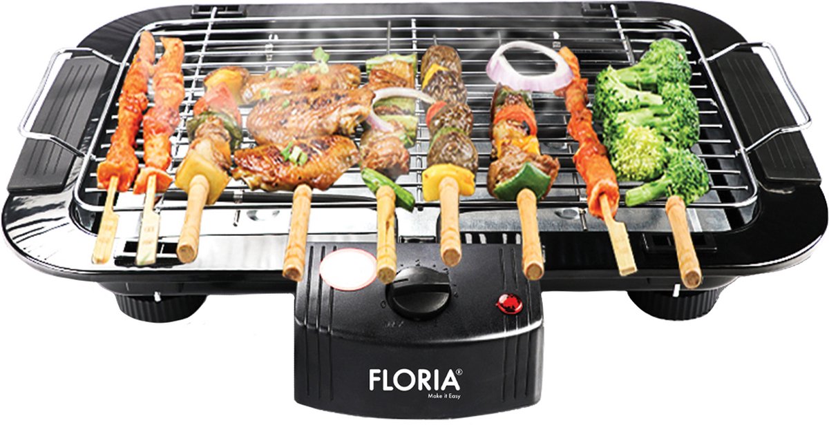 Elektrische BBQ Grill – 2000W – Tafelbarbecue – Afneembaar Grillrooster – Regelbare Temperatuur – Zwart