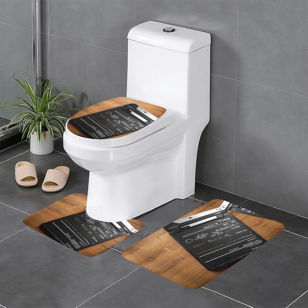 Films Clapperboard Patroon Kerst Badkamer Tapijten Gift Sets 3 Stuk,Badmatten Voor Badkame