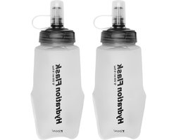 Azarxis Zachte waterfles, loopfles, zacht, opvouwbaar, drinkzak, voor wandelen, marathon (wit, 250 ml, 2 stuks)