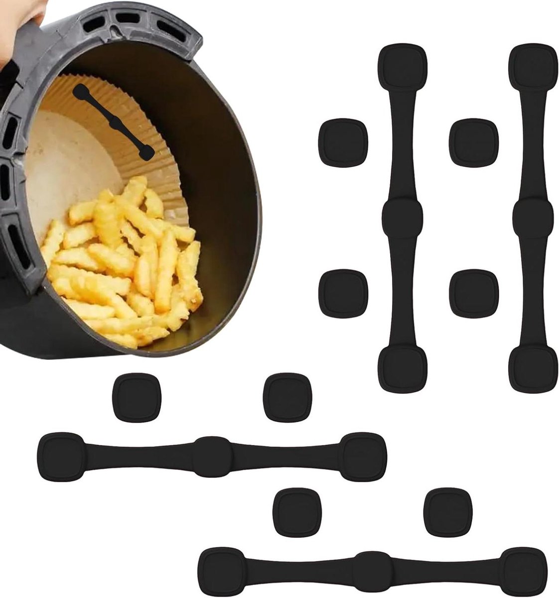 Airfryer Magneten - Keuken Gadgets - Veilig Koken - Hittebestendige Siliconen - 4 Stuks - Zwart