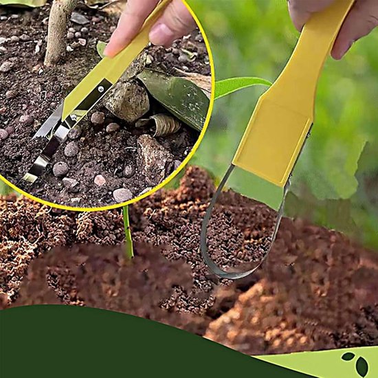 Onkruidmes Handgereedschap - Onkruidwieder Set - Tuinonderhoud Gemak - Wortel Snijdend Ontwerp - 26 cm Lengte - Geel — afbeelding 4