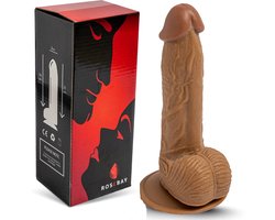 Rosebay Realistische Dildo 21 cm - Zachte Siliconen Dildo met Zuignap & Balzak - Dildo voor Mannen en Vrouwen- Licht Bruin