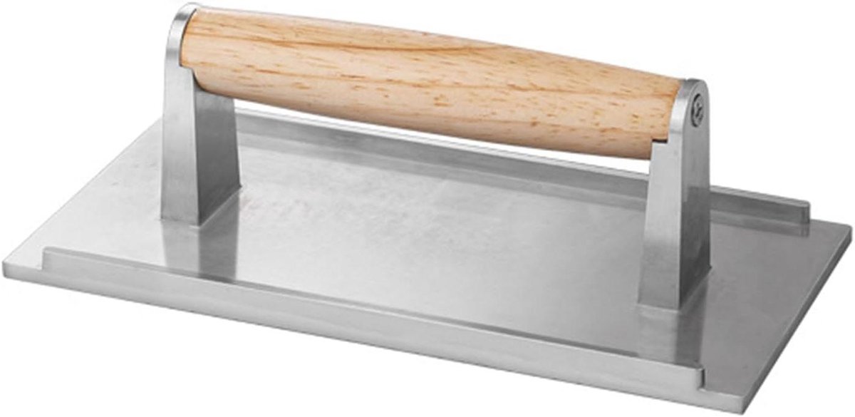 Grillpers Hamburger - Vleespers Rechthoekig - Gegrild Vlees Bereiden - Groter Werkgebied - 215 x 11 cm - Zilver