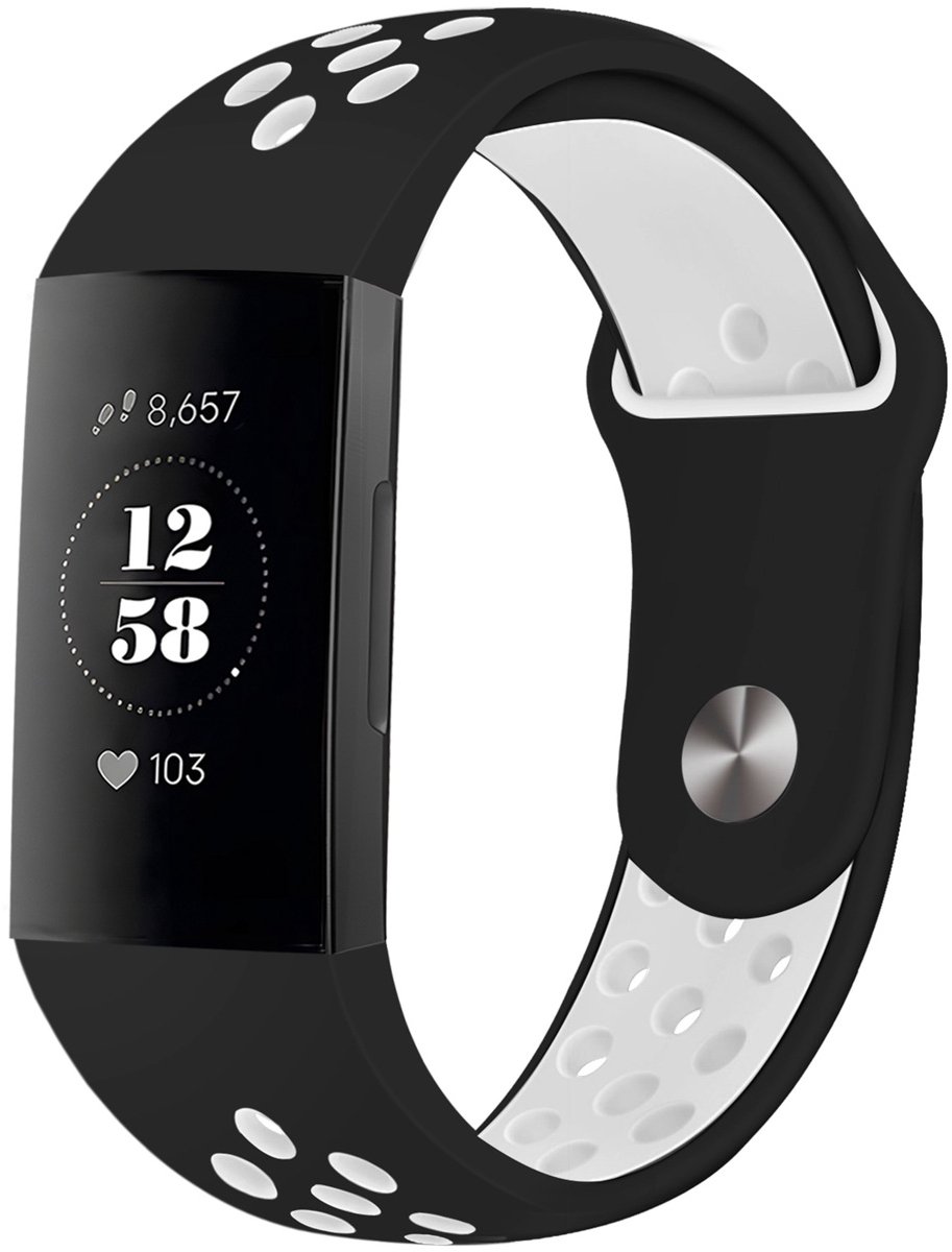 Siliconen sport bandje - Geschikt voor Fitbit Charge 3/ Charge 4 - Zwart