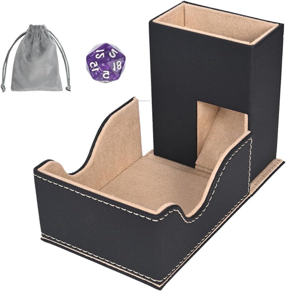 Dobbelsteen Toren - Rolbak Opvouwbaar - Georganiseerd Spelen - Waterdicht PU Leer - 5.7x3.7x2.9 Inch - Goud