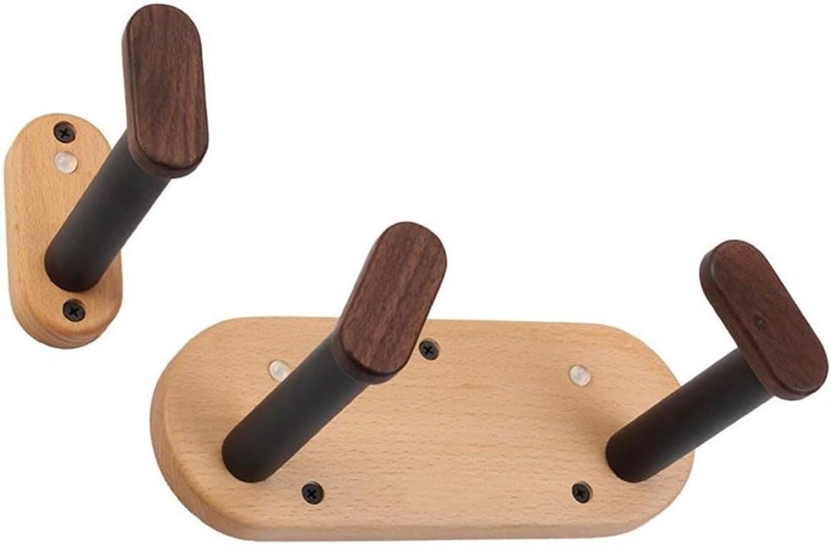 Gitaar Hanger - Muurbeugel Instrument - Muziek Opslag - Verstelbare Hoek - 27 x 12 x 7 cm - Houtkleur