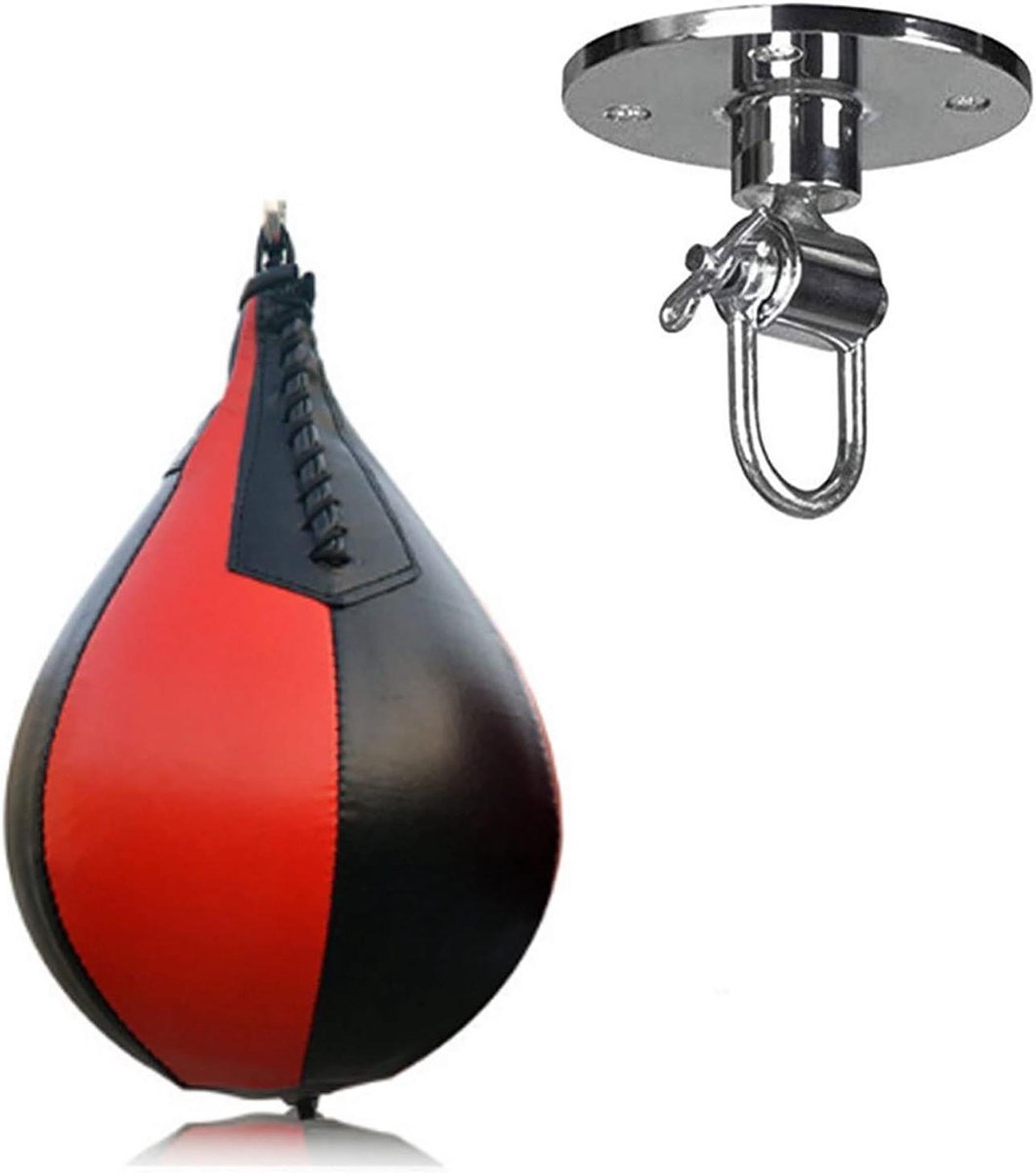 Boks Speed Ball - Dubbele bal - Reflex training - Duurzaam PU leer - 30 cm lengte - Zwart