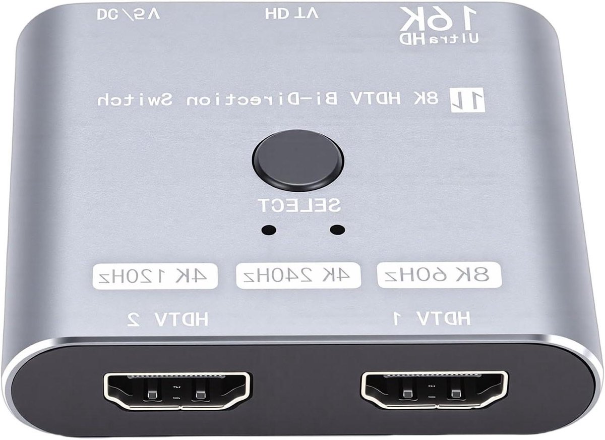 HDMI 2.1 Switcher - Bidirectionele Splitter - Gaming PC - 16K Resolutie - 48Gbps - Aluminium