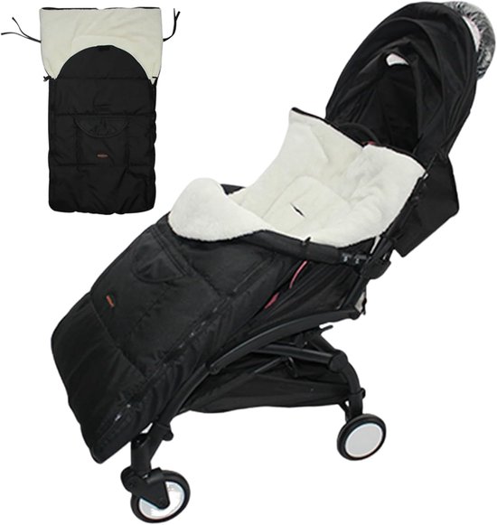 Voetenzak Kinderwagen - Warme Slaapzak - Winterse Uitstapjes - Pluche Voering - 93x43 cm - Zwart — afbeelding 5
