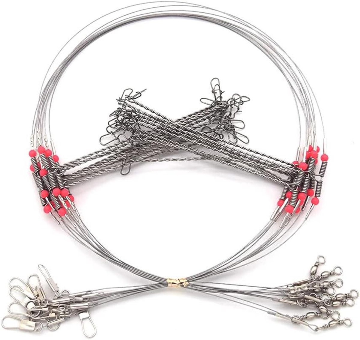 Visdraad Leader Rigs - Vislijnen Haken - Zoutwater Vissen - 7-Strengen Staaldraad - 10 Stuks - Zilver