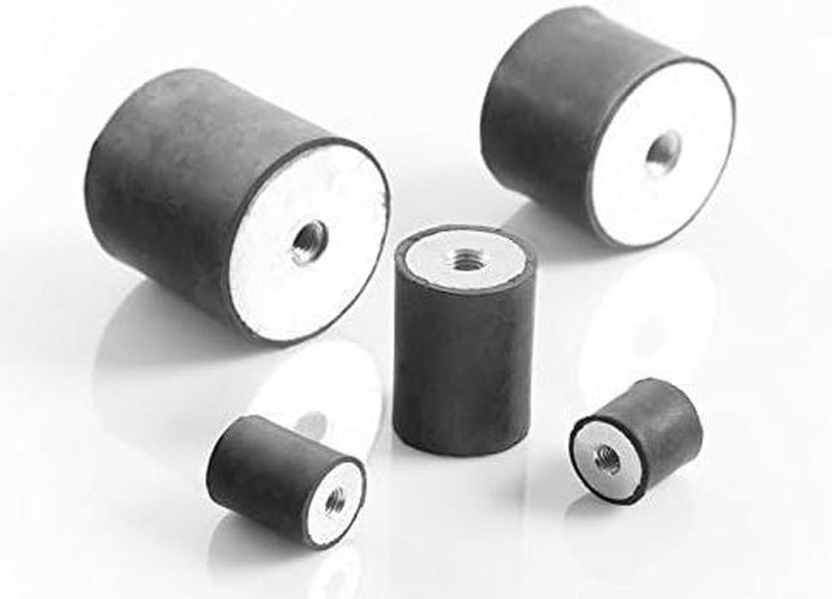 Machinevoet - Rubberen buffer - Trilling dempen - Dubbele binnendraad - 75x55mm - Zwart