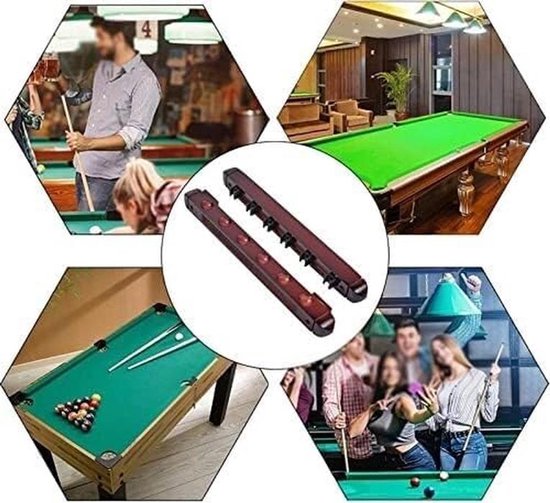 Poolkeu Houder - Keu Rek - Speelkamer Organiseren - Ruimtebesparend Wandmontage - Voor 6 Keuen - Houtkleur — afbeelding 3