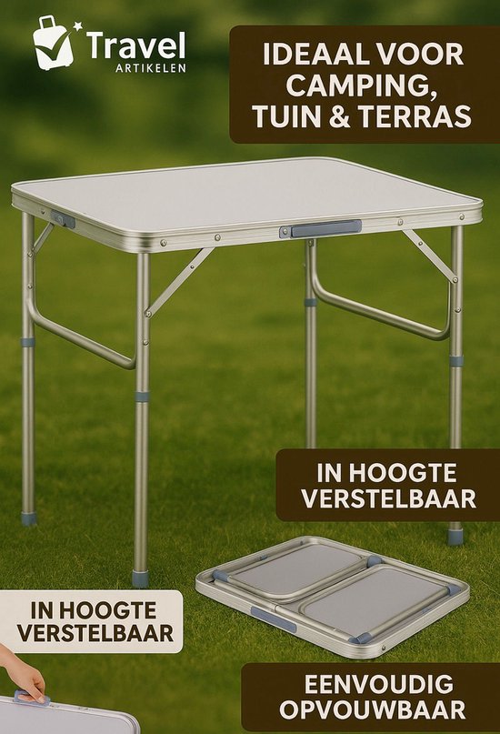 Travel inklapbaar campingtafel 60x45 cm Lichtgewicht & Compact in hoogte verstelbaar. van Merkloos — afbeelding 5