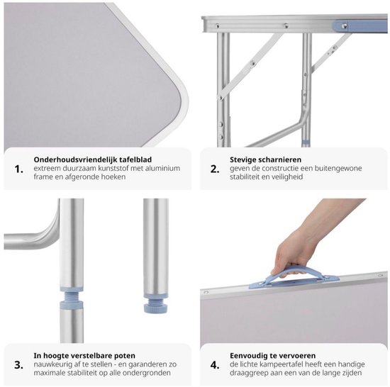 Travel inklapbaar campingtafel 60x45 cm Lichtgewicht & Compact in hoogte verstelbaar. van Merkloos — afbeelding 3