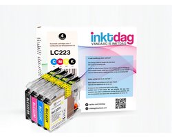 Inktdag Brother LC223 LC221 inktpatronen multipack set 4 stuks voor MFC J5320DW ,J4120DW ,J4420DW ,J880DW ,J480DW, J4620DW, J5620DW, J680DW, J5625DW, J4625DW ,J5720DW