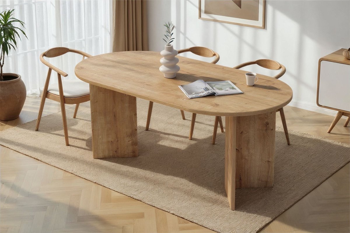 Houten eettafel "Sablin" 180 x 90 x 75 cm - Saffier eik