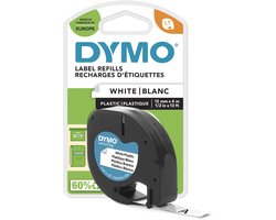 DYMO LetraTag originele plastic labels | Zwart afdrukken op witte etiketten | 12 mm x 4 m | Zelfklevende multifunctionele labels voor LetraTag labelprinters | gemaakt in Europa
