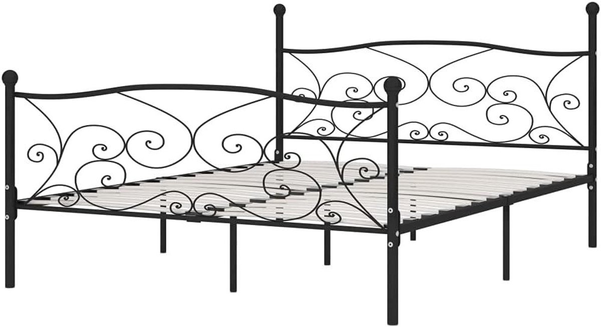 Bedframe met lattenbodem - Bedframe metaal - Slaapkamer inrichten - Massieve metalen constructie - 200 x 200 cm - Zwart