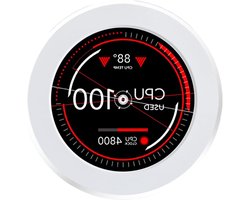 Computer Temp Monitor - PC Sensorpaneel - Systeem Bewaken - 2.1 Inch IPS LCD - 74mm Ø x 10mm - Wit