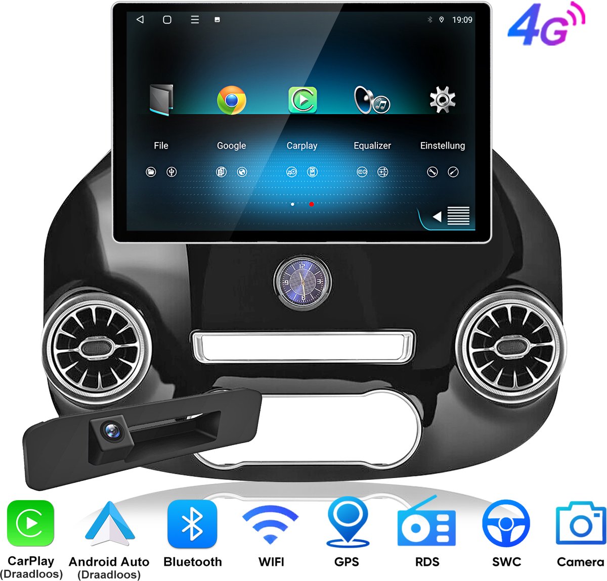 JUNSUN Draadloos CarPlay Android Auto Autoradio Geschikt voor Mercedes Benz Vito W447 2014-24 - Android 15 - 6GB+128GB - 4G-LTE - Achteruitrijcamera - GPS-navigatiesysteem, 13,1 Inch 2K TouchScreen, WIFI, Bluetooth, DSP, USB, SWC, FM, Octa-Core
