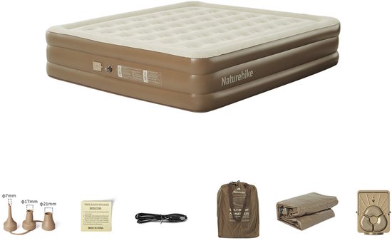 Naturehike Horizon opblaasbaar luchtbed - 2-Persoons - Oplaadbare elektrische pomp - 45 cm Hoog - Snel opblazen & leeglopen - Binnen & buiten -198x152×45 cm van Merkloos — afbeelding 2