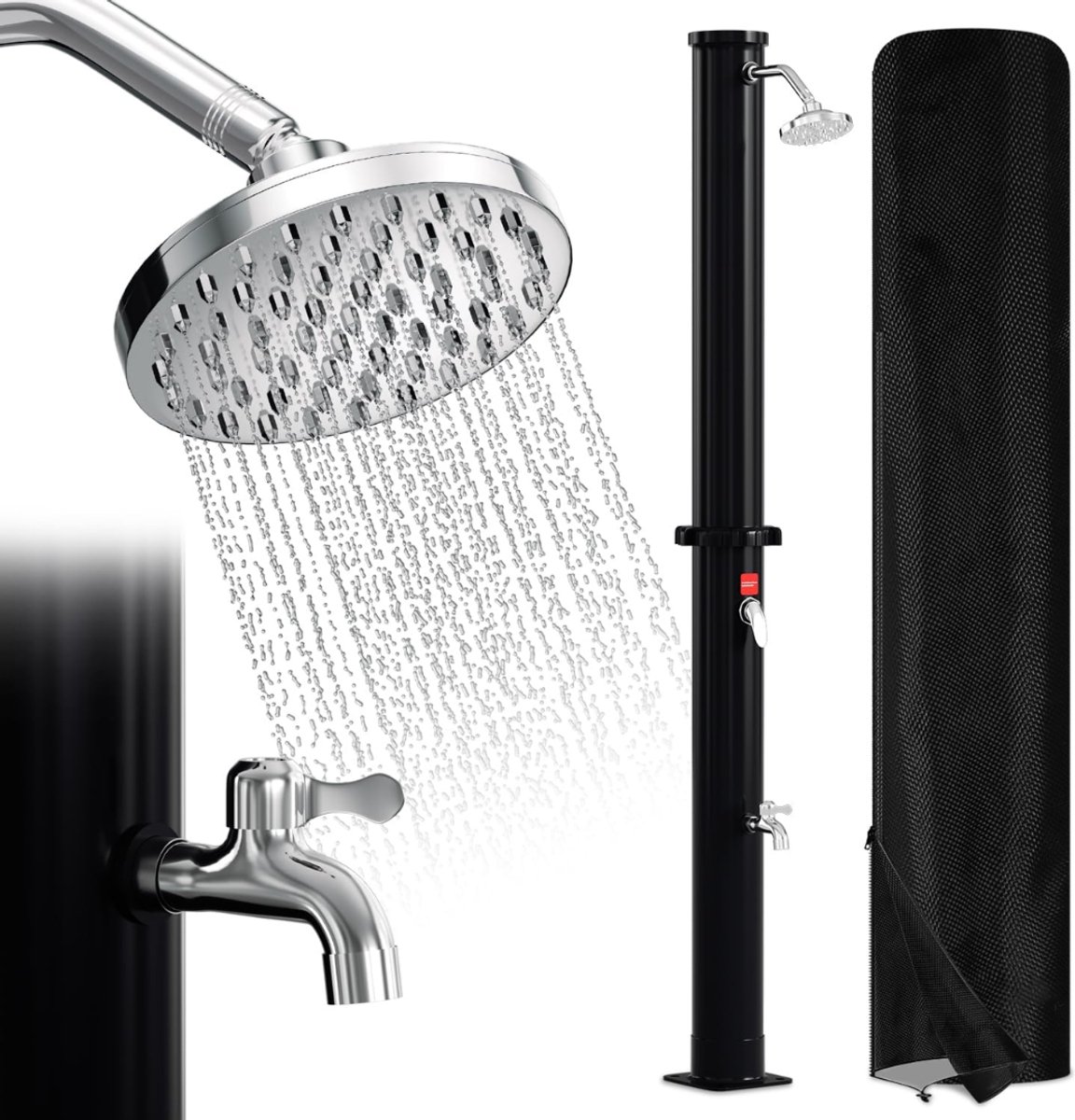 HEZIVO® Buitendouche Zonne Energie - Tuindouche Solar - Douche Buiten Camping - Zonder Stroomaansluiting - Tot 60 °C
