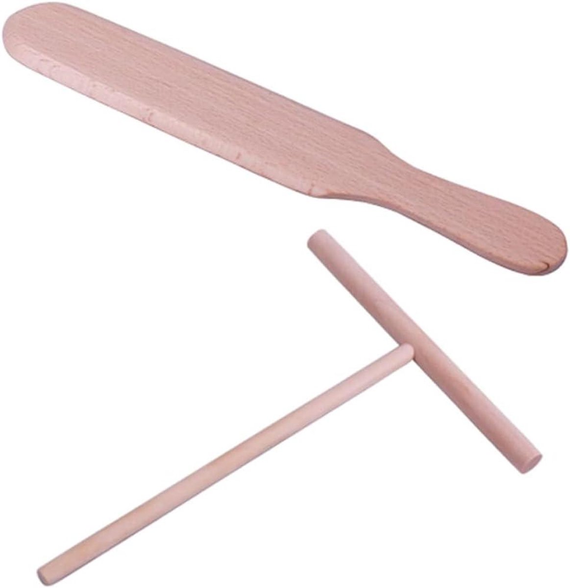 Pannenkoekengereedschap Set - Deegschraper Spatel - Perfect Bakken - Duurzaam Hout - 24.5 cm - Khaki