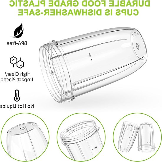 Vervangende Blender Cups 2-Pack 24oz voor NutriBullet - Geschikt voor 600W en 900W Extractor Blades, Duurzaam en Lichtgewicht Kunststof van Merkloos — afbeelding 2