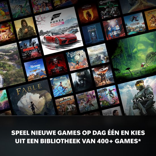 Collage van game-afbeeldingen voor Xbox Game Pass. Speel nieuwe games en kies uit 400+ games.