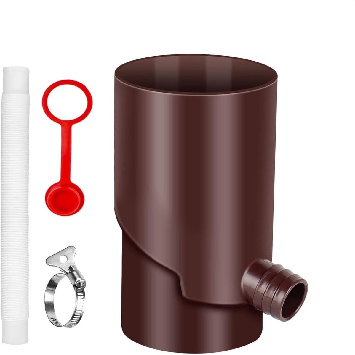 Regenwateropvangsysteem - Regenton Waterton - Water Besparen - UV-bestendig PP Materiaal - 10cm Diameter - Bruin