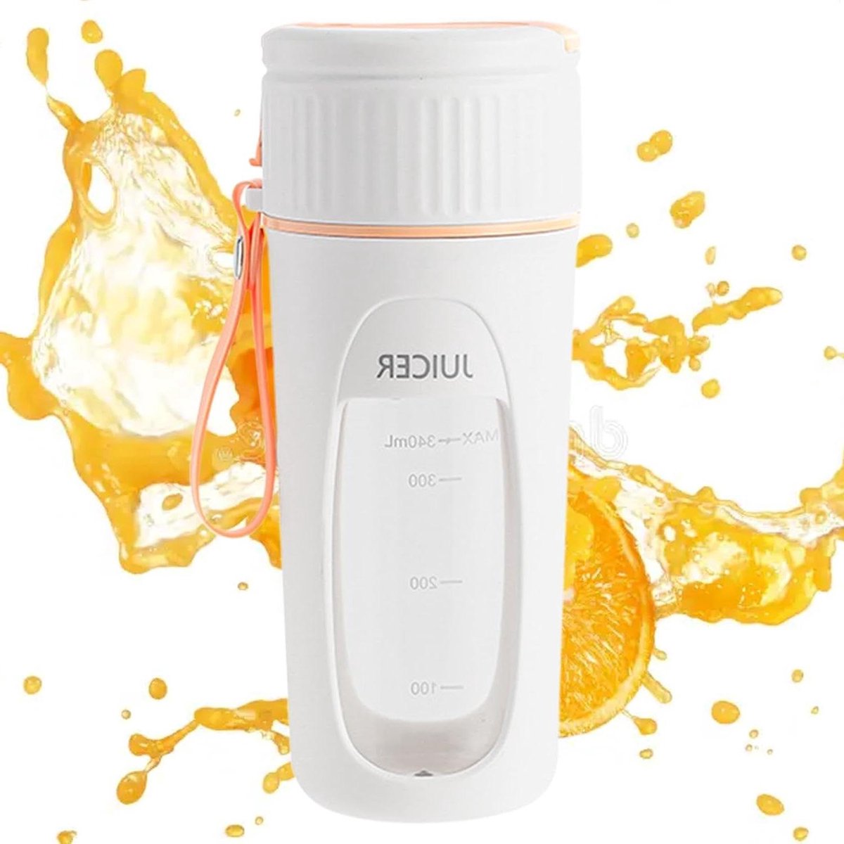 Draagbare Blender - Mixer Sapcentrifuge - Onderweg Mixen - Lekvrij Ontwerp - 340 ml - Oranje