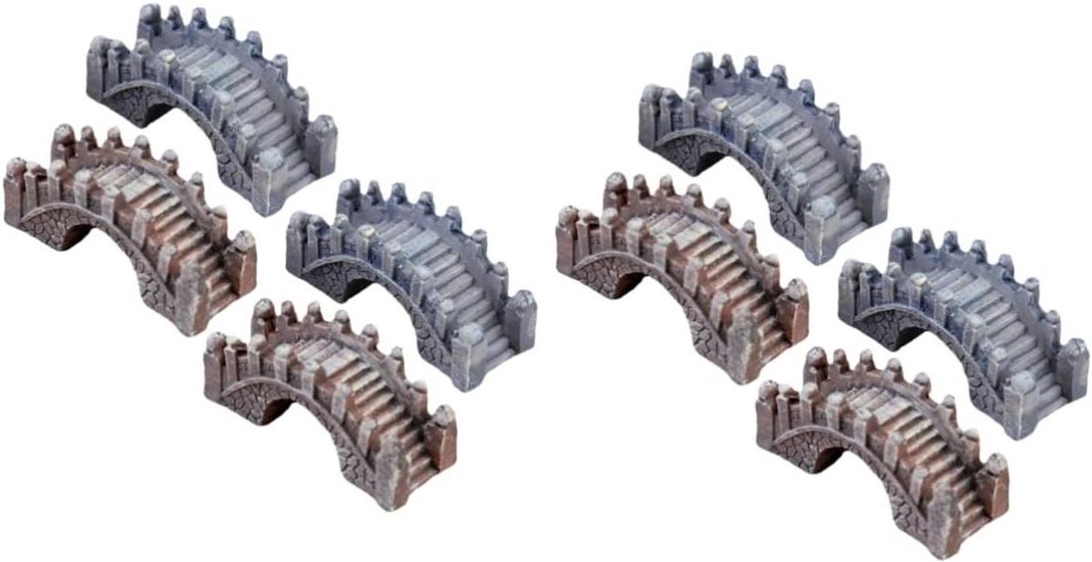 Miniatuur Bruggen - Tuinbruggen Decoratie - Landschapsdecoratie - Hars Ambachtelijk - 8 stuks - Grijs