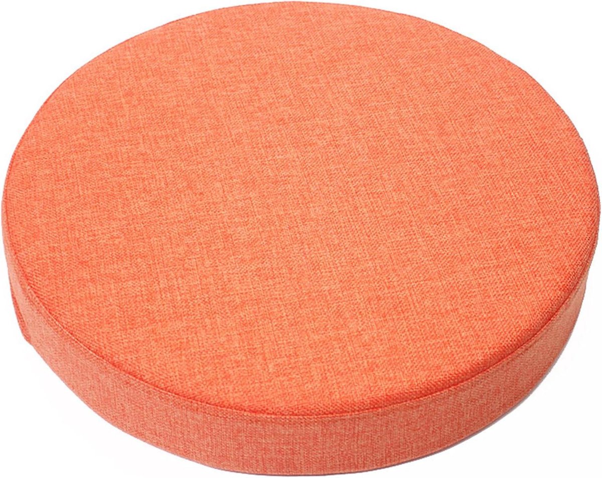 Stoelkussen Rond - Zitkussen Bankkussen - Comfortabel Zitten - Afneembare Hoes - 45x45x5cm - Oranje