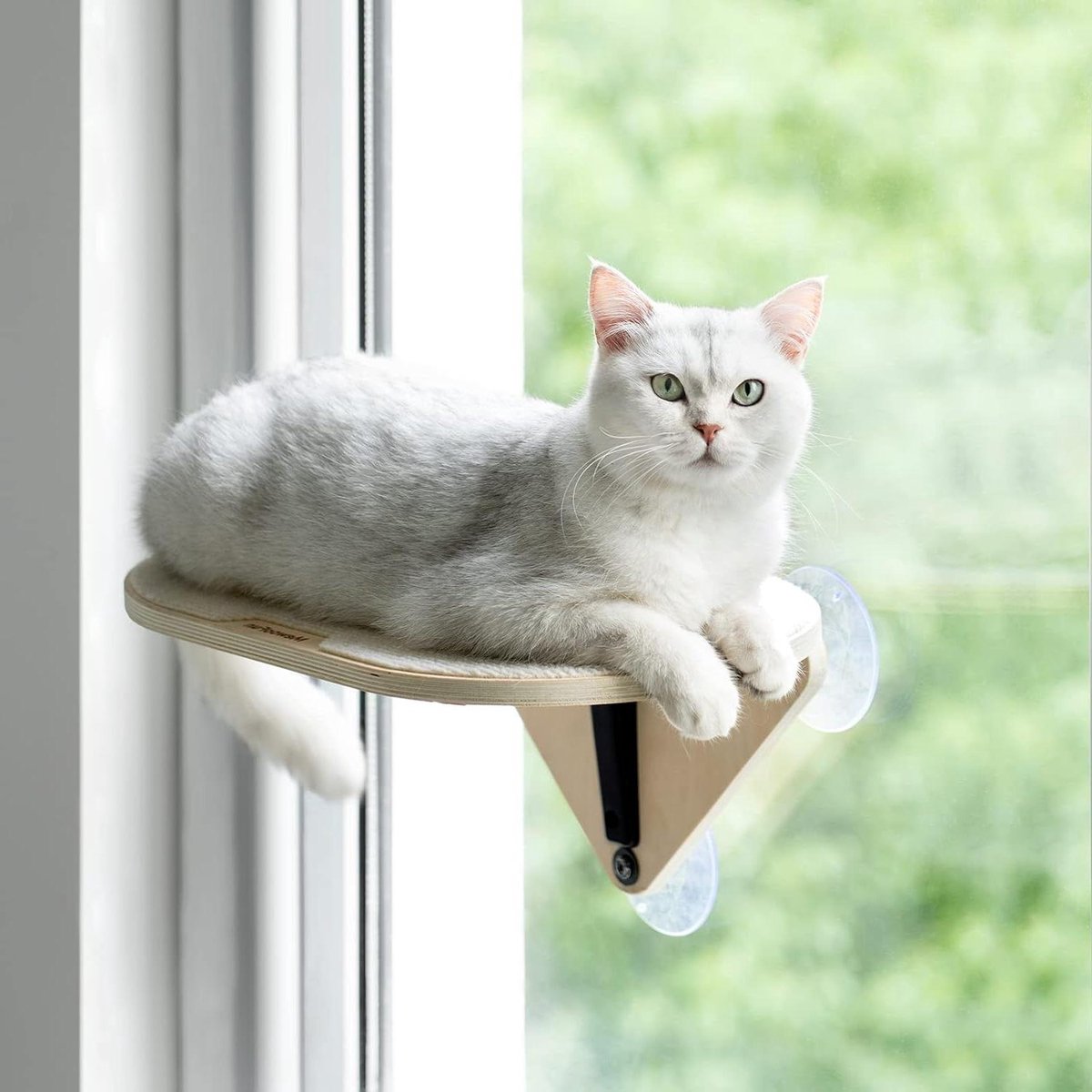 Katten Hangmat - Raam Zitstok - Uitzicht Genieten - Sterke Zuignappen - 40x30x10 cm - Houtkleur