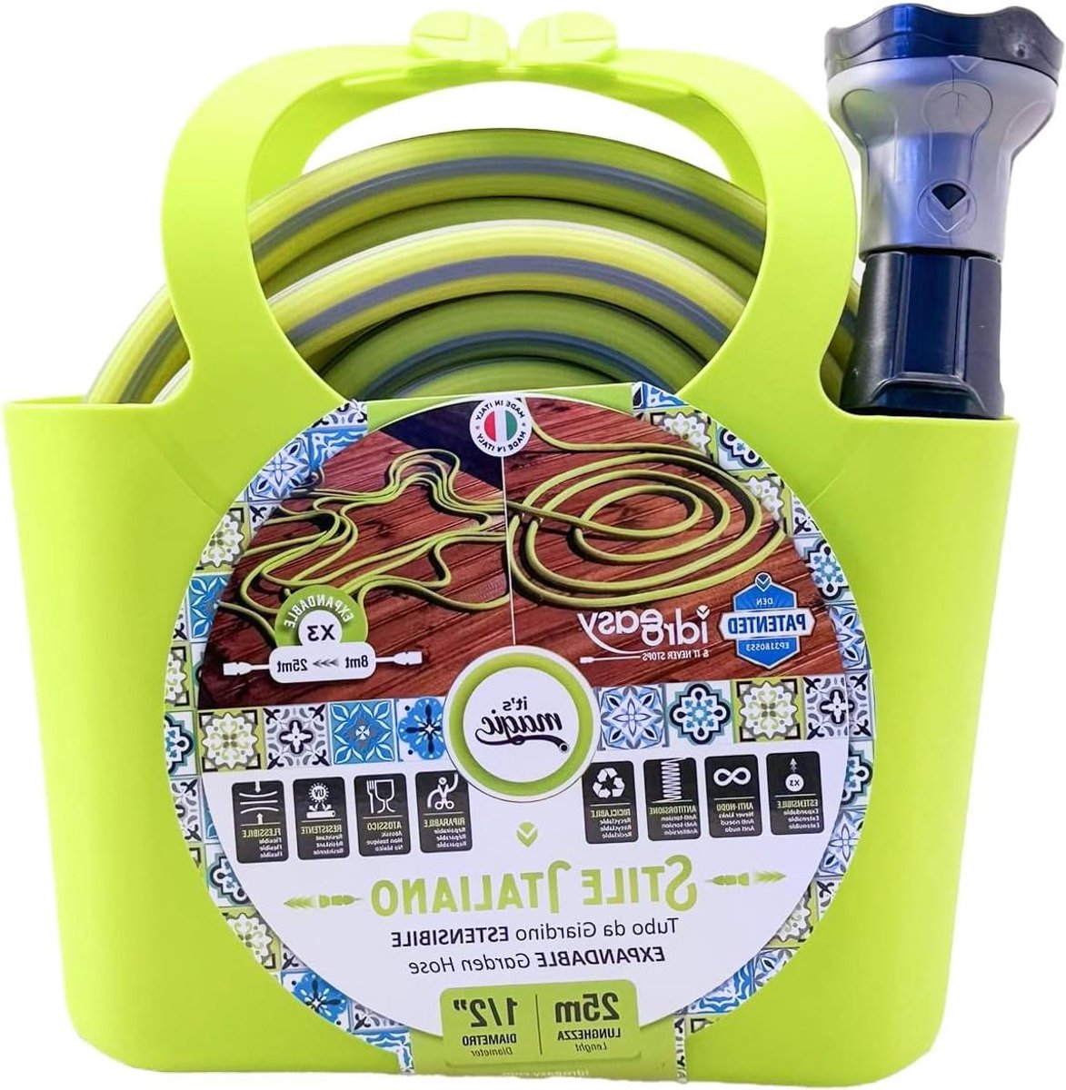 Uittrekbare Tuinslang - Rekbare Slang - Tuin Bewateren - Klitvrij en Lichtgewicht - 25 Meter - Lime Groen
