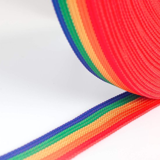 PP Riem Regenboog - Polypropyleen Band - Handwerk en Naaien - Hittebestendig en Slijtvast - 91 meter x 50 mm — afbeelding 5