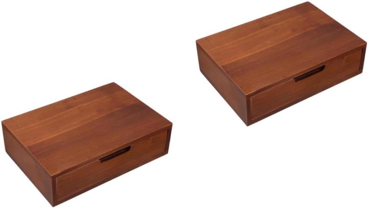 Houten Sieradenbakken - Opbergbakken Bureau - Bureau Organisatie - Set van 2 - 25 cm Lengte - Bruin