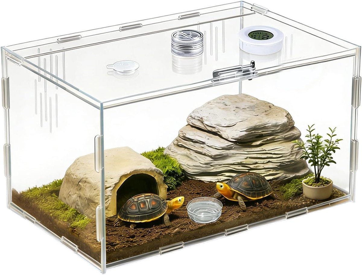 Reptielen Terrarium - Reptielen Verblijf - Gezonde Leefomgeving - 360 Graden Zicht - 20x12x12 cm - Transparant