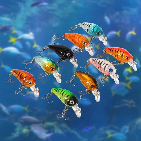 Kleine Crankbait Loodjes 4,5 cm/4 g, 9 Stuks per Zak, Vissen, Aas, Kunstmatige Loodjes, Diverse Kleuren — afbeelding 5