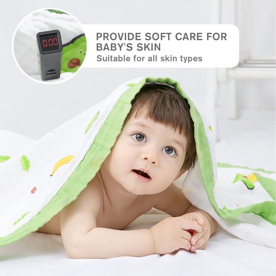Baby Badhanddoek - Baby Deken Muslin - Baby Aankleden - 6 Lagen Katoen - 110x110 cm - Groen — afbeelding 2