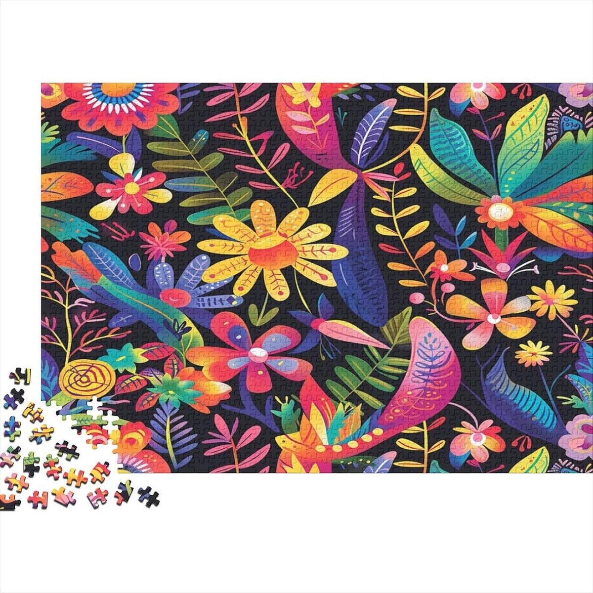 Bloemen Puzzel - Legpuzzel Volwassenen - Ontspanning Thuis - Letters op Achterkant - 75 x 50 cm - Stijl 8