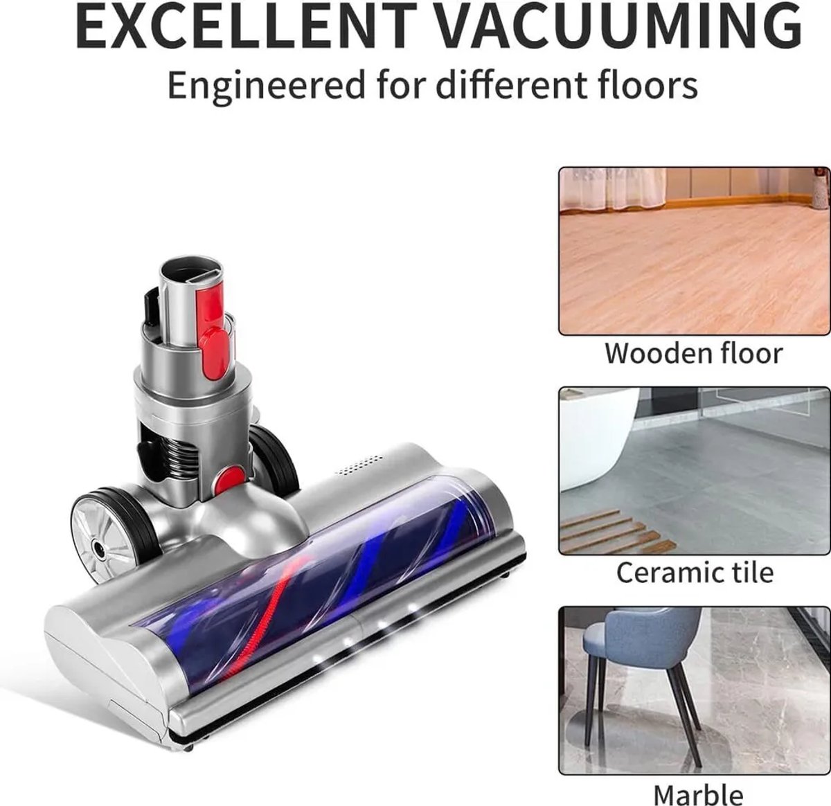 Direct-drive turbineborstelkoppen Geschikt voor Dyson V7, V8, V10, V11 en V15 modellen.