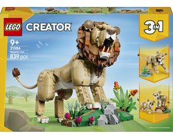 LEGO Creator 3in1 Wilde Dieren: Majestueuze Leeuw Speelgoed voor Kinderen met Dieren Figuren 31386