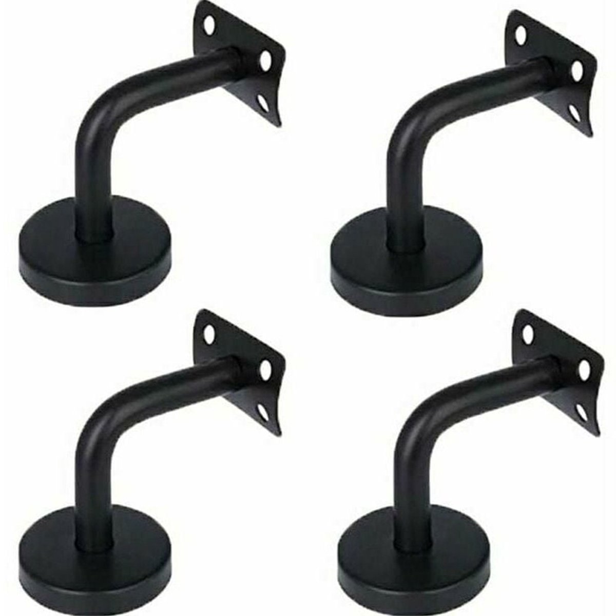 Trapleuninghouders - 4 Stuks - Leuningbeugels - Muurbeugel - RVS - Leuningen Steunstang - Trapleuning Wandbeugels - Binnen en Buiten - 6*6cm - Zwart