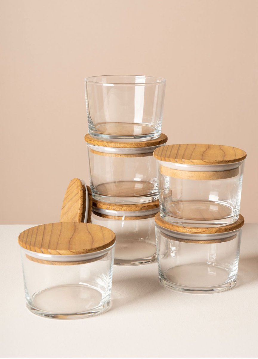 Asir - Opbergdozenset (12 stuks) - Transparant - 100% GLAS - 17 x 25 x 6 cm